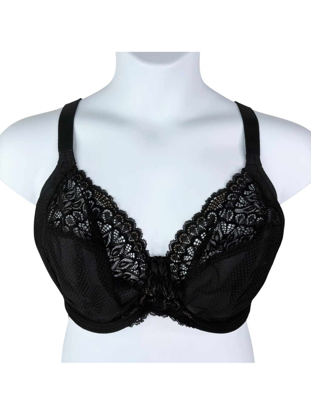 Elomi Tiernie Stretch Plunge Bra Sz 36k (Us) / 36h (Uk) * Black Lace Mesh Lucie